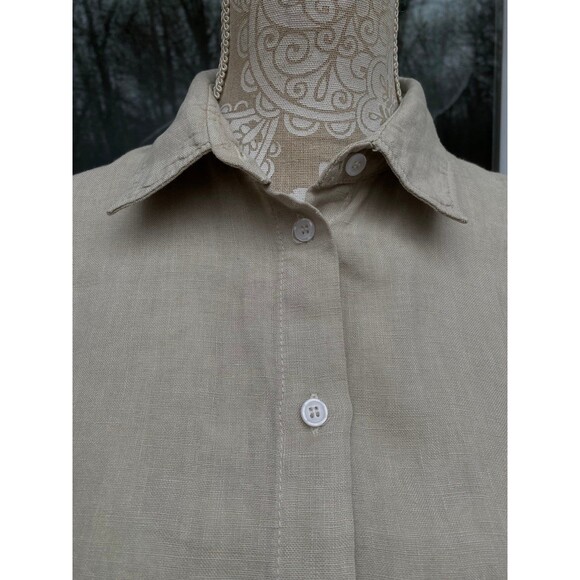 Zara US Size Large L flax beige Cropped 100% Linen Boxy Oversize Lagenlook lagum - Picture 6 of 12